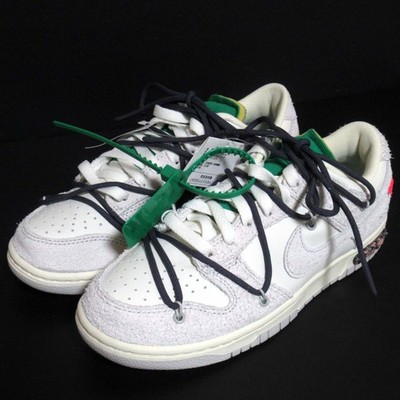 NIKE OFF-WHITE DUNK LOW Sneakers DJ0950-115 10'''' Grey Ivory mens USED