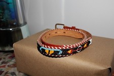 Vintage Beaded Southwest Leather Belt Souvenir WESTERN Colorado Size 30 - 32