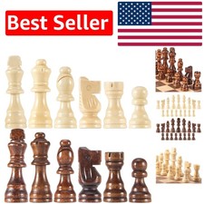 Luxury Wooden Chess Pieces - 32-Piece Set with Storage Bag for Chess Lovers