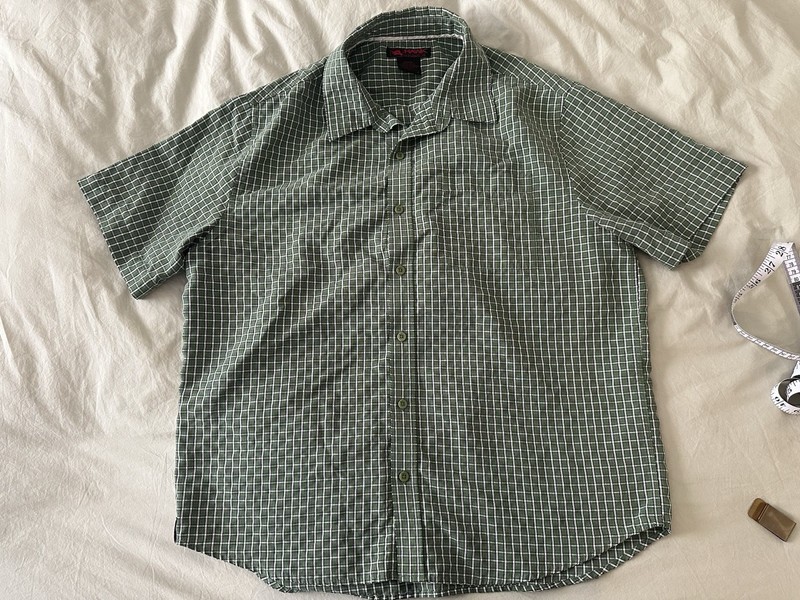Y2K Hawk Button Up Short Sleeve Shirt L Checkered Plaid