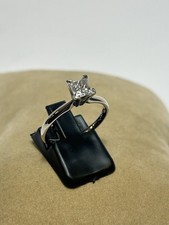 ZP 14K WHITE GOLD 1/2 CT PRINCESS DIAMOND SOLITAIRE ENGAGEMENT RING SIZE 7.75