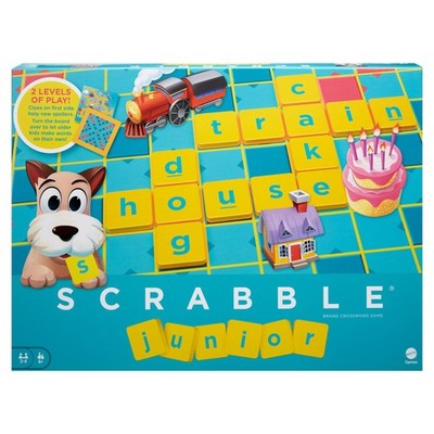 Mattel Games Scrabble Junior, Kids Crossword Board Game, English Version, Family