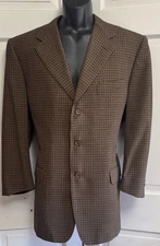 Canali Mens Sport Coat Blazer 42R EU 52 Brown Check Super 110 Wool Italy Kaps
