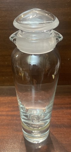 Vintage Vicke Lindstrand Kosta Boda Crystal Decanter Bubble Bottom Double Spout