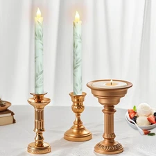 Willow Leaf Flameless Taper Candles with Remote Control & Timer 9.6" Real Wax...