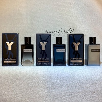3pc Yves Saint Laurent Y MINI Set: Eau de Parfum, EDP Intense, L'Elixir .25oz
