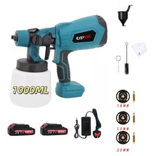 2 Battery Cordless Paint Sprayer Fence Wall Airless 21V HVLP 1000ML Spray Gun UK