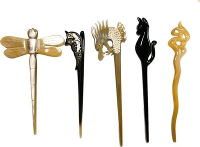 Buffalo Horn Hair Sticks Set of 5 for Women - Smooth Durable Forks