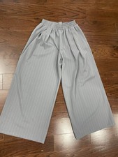 Cider Wide Leg Pinstripe Pants Womens M Gray Dress Workwear Office Lounge Wear