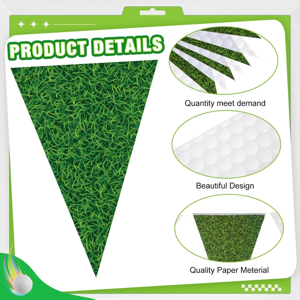Banderín Jetec 5 piezas 49 pies decoraciones de fiesta de golf banderín tema triángulo banderas... Foto 3 de 4