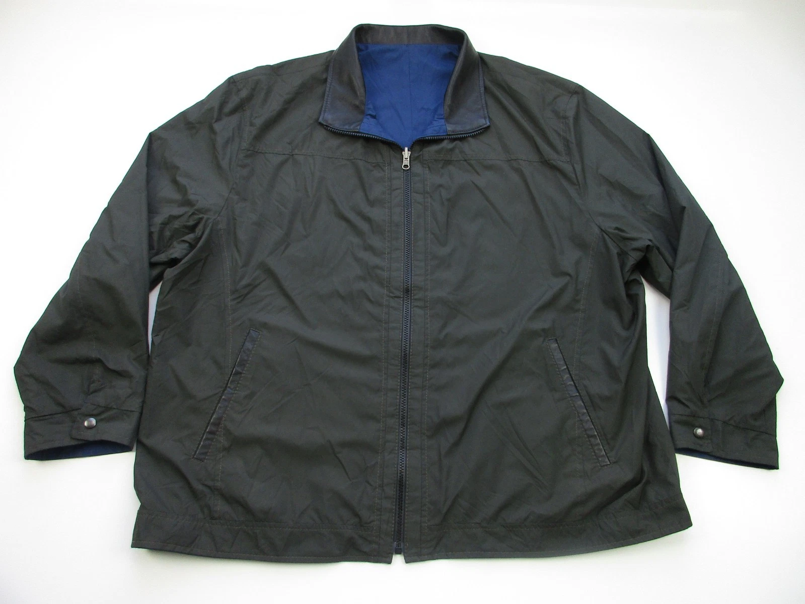 Mens 2XL Remy Rochester Jacket Reversible Windbreaker Leather Lambskin trim - product detail image 2