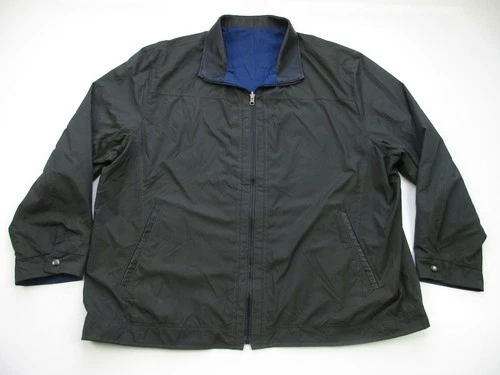 Mens 2XL Remy Rochester Jacket Reversible Windbreaker Leather Lambskin trim image 2