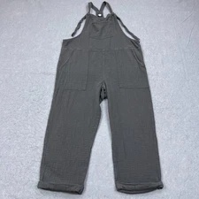 Aerie Gauze Jumpsuit Women's XL Gray Tie Strap Wide Leg Crop Airy Cute Overalls