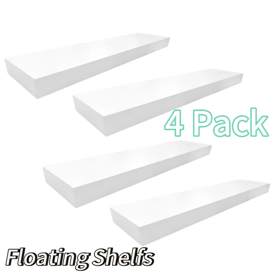 Mainstays White 23" Wood Floating Shelf 4 Pack SALE DEAL Hardware Included - Image 2 of 4