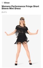 Brand New Black Fringe Tap Jazz Performance Dance Costume - Adult XS