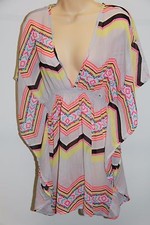 NWT Miken Swim Swimsuit Bikini Cover Up Dress Tunic Size M Multi Neon