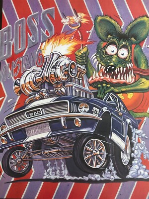 RAT FINK Vintage Poster Ed Big Daddy Roth Boss Mustang 429