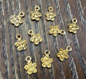 Authentic Vintage Gold Plated Flower Burst Add Stone Enamel Charm Dangles Findings Lot