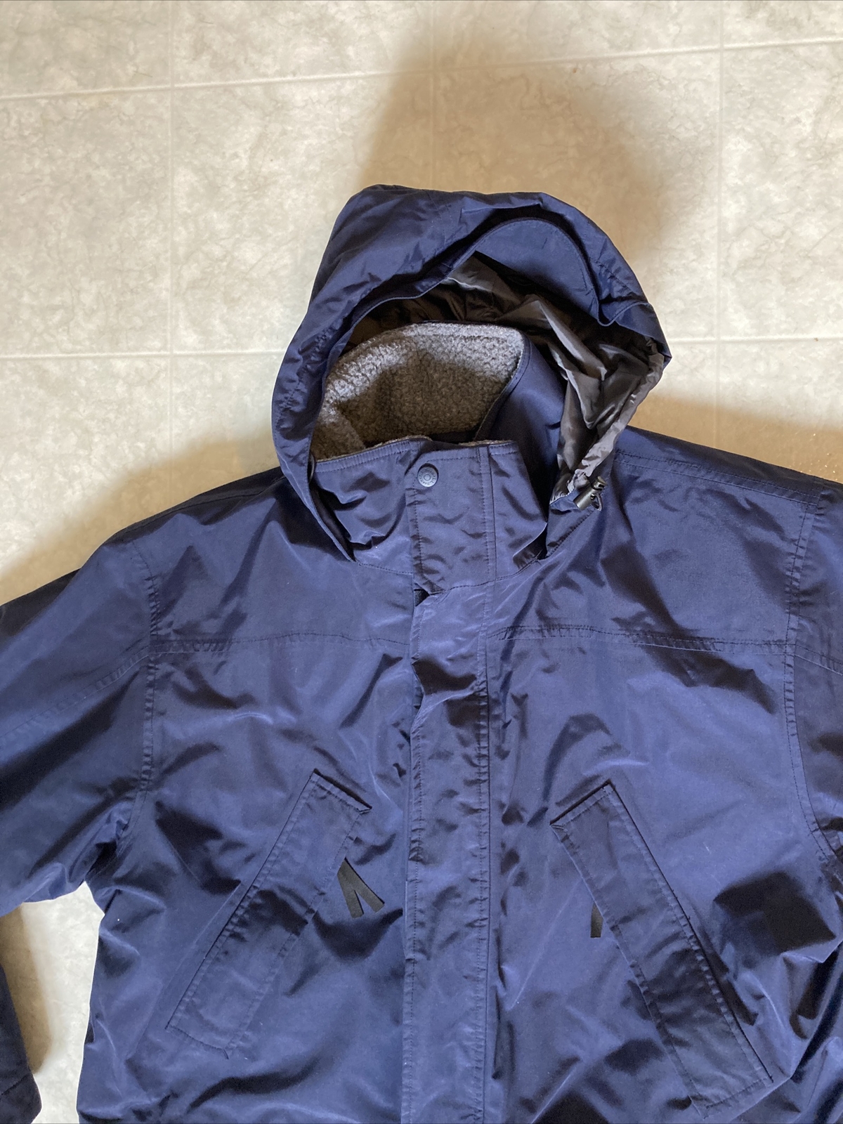 Rare LL Bean Men's XL Tall Sherpa Lined Gore-tex Jacket Blue Hooded Polartec image 2