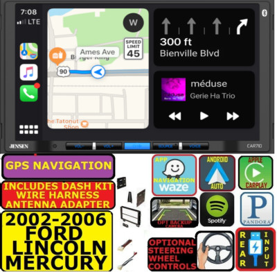 02-06 FORD MERCURY LINCOLN NAV BLUETOOTH CARPLAY ANDROID AUTO CAR RADIO STEREO