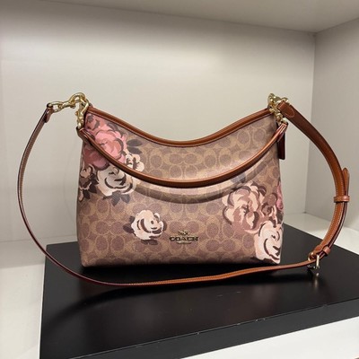 Coach Laurel Shoulder Bag In Signature Canvas With Rose Print CY729