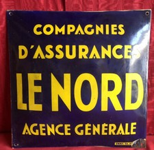 ANCIENNE PLAQUE ÉMAILLÉE PUBLICITÉ ASSURANCE LE NORD