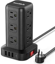 Surge Protector Power Strip Tower with 12 AC & 4 USB Ports, 6.5FT Cord