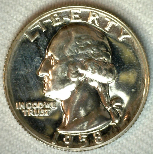 1958 Proof Silver Washington Quarter United States 25 Cent Coin 25c