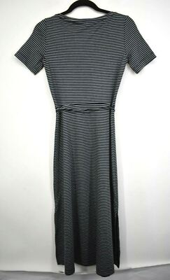 Club Monaco Women Black Striped Short Sleeve Scoop Neck Midi Flare Dress XS  $159 | eBay