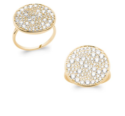 Bague Bicolore Octogonale T52 Pavé de Saphir Cz Plaqué Or 18K Dolly