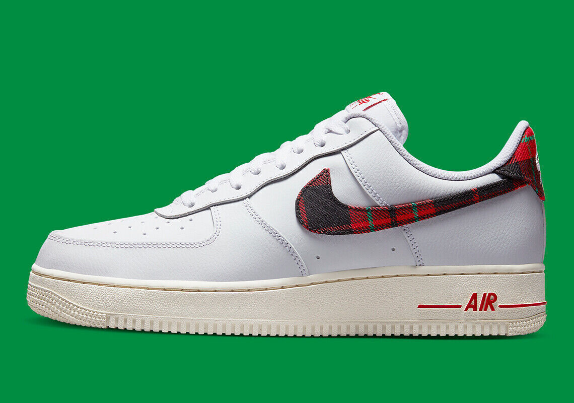 men's nike air force 1 '07 lv8 se plaid swoosh casual shoes