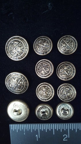 USA METAL SB 3&8 BLAZER JACKET BUTTON SET/ANTIQUE GOLD-TN.Crown,Golf,Man,Thistle - Picture 2 of 2