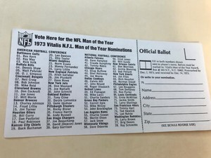 1973 Vitalis NFL Man of the Year Official Ballot