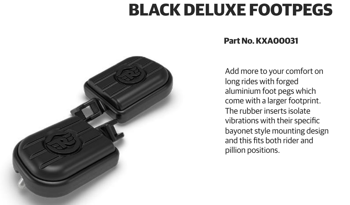 BLACK DELUXE FOOTPEGS For Royal Enfield Meteor 350/New Classic 350/New