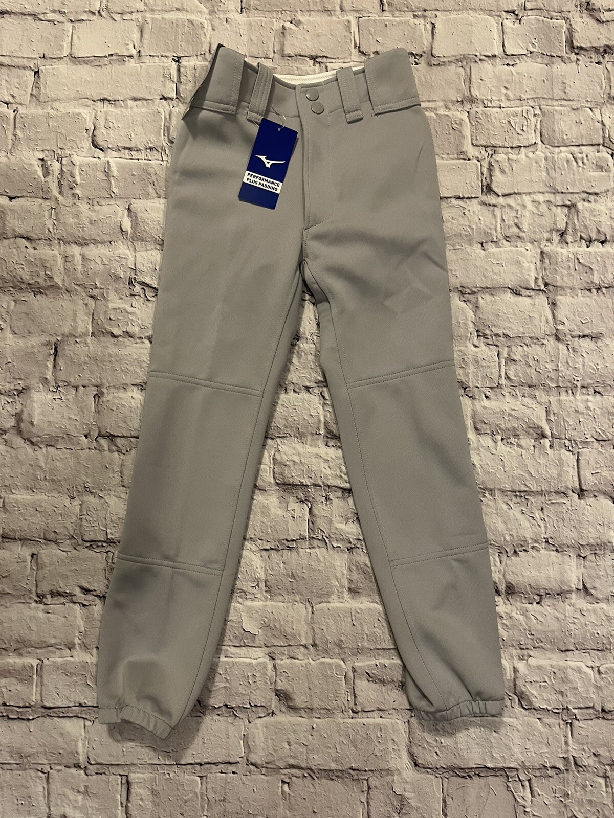 🔥Mizuno Youth Baseball Pants Mediu Gray Elastic Bottom Performance Plus