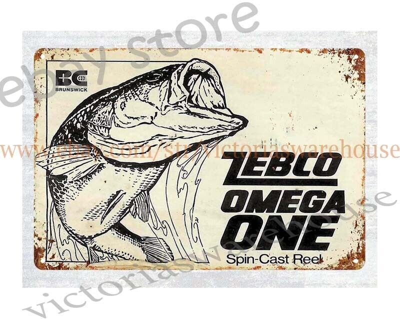 Zebco Omega One Spin-cast Fishing Reel metal tin sign beach House