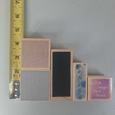 Lot of 5 Rubber Shadow Stamps Abstract Background Live Laugh Love Much