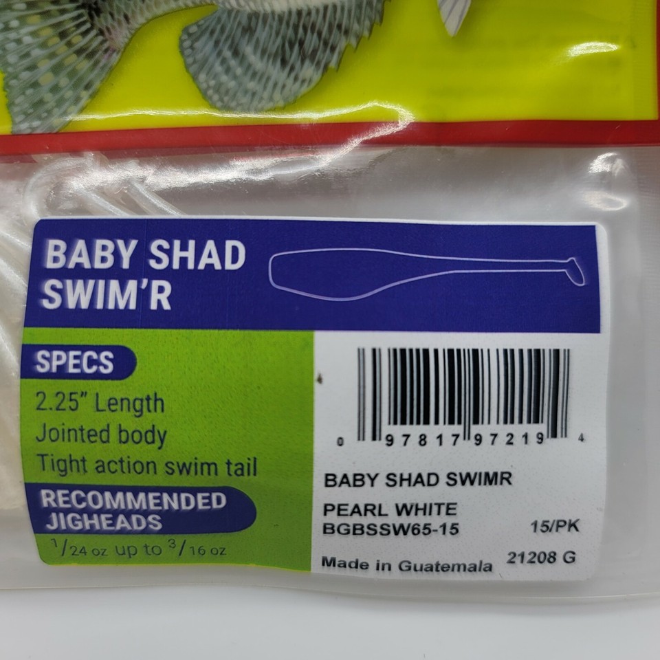 Leurres Bobby Garland Crappie – 4 Paquets De 15 : Mo Glo Et Baby Shad Swim’R, Soft Plastic