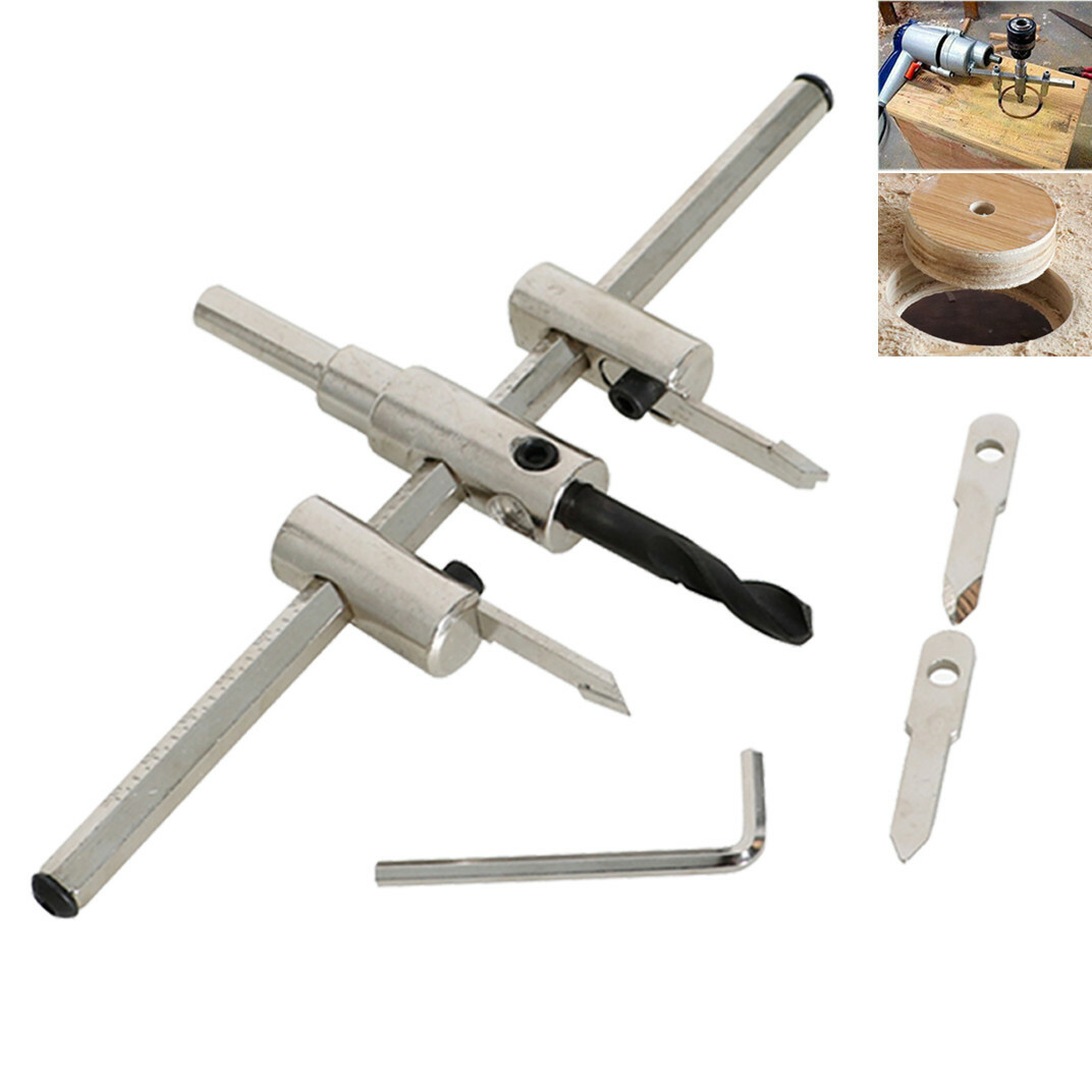 Heavy 40-200mm Adjustable Cordless Circle Hole Cutter Wood Drywall Drill Bit Saw
