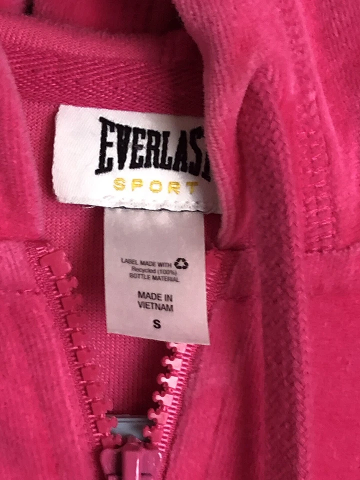 Everlast Sport Hot Rosa Fucsia Cremallera Completa Terciopelo Sudadera con Capucha Bling Talla Pequeña Foto 3 de 4