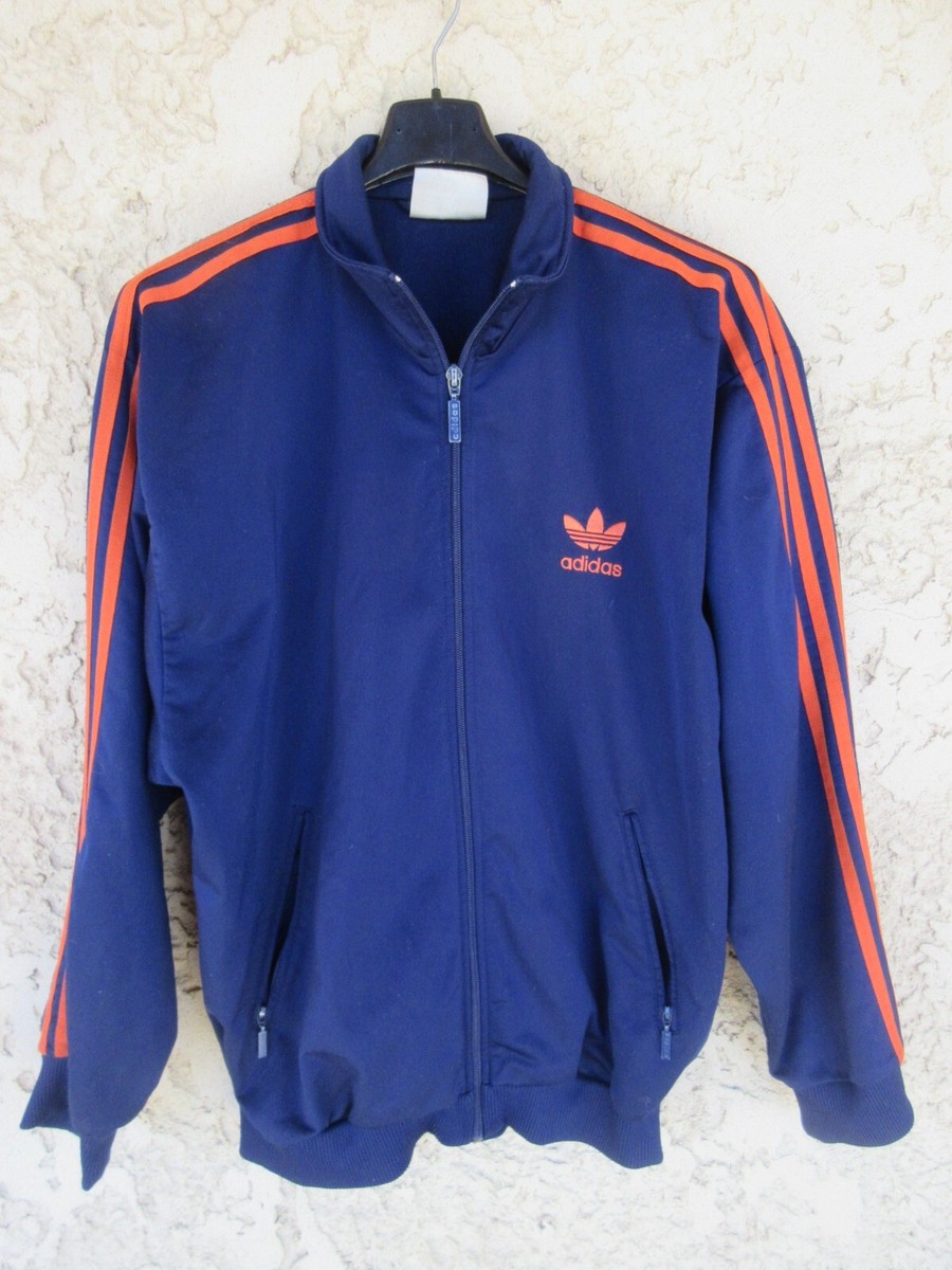 Veste ADIDAS vintage années 90 Trefoil bleu marine orange jacket