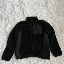 Vineyard Vines Black Sea View Quilted Sherpa Jacket Full Zip Fleece Women  s Sz M