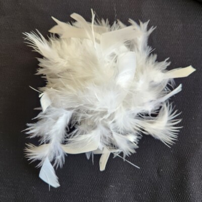 Feather 6-inch White Feather Pouf W/Pin and Hair Clip Costume Accessory Set of 8