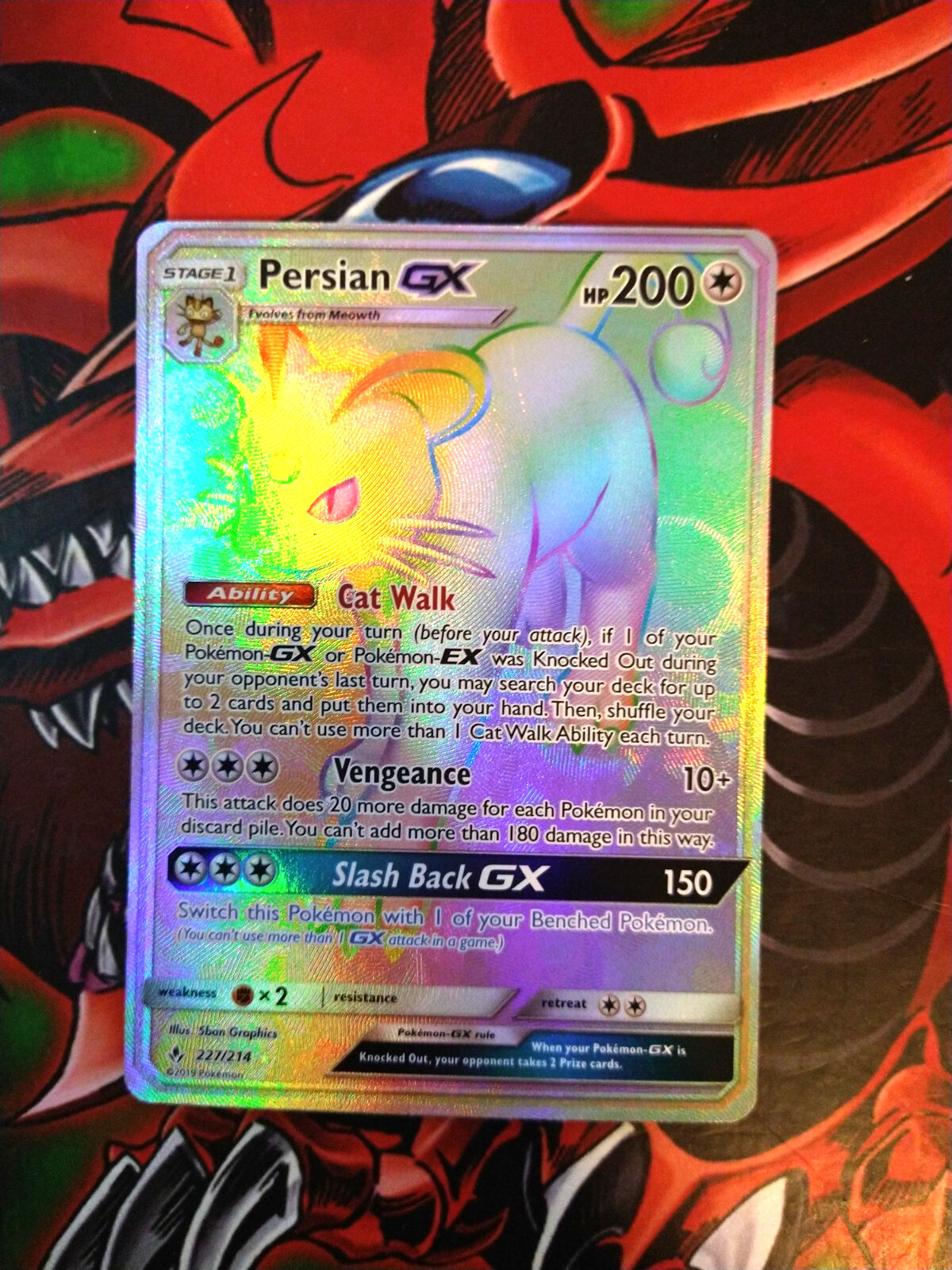 Persian GX - Unbroken Bonds - 227/214 Secret Rare - Pokemonn TCG HP+