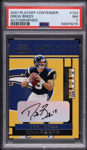 2001 Playoff Contenders Drew Brees ROOKIE RC AUTO #124 PSA 7