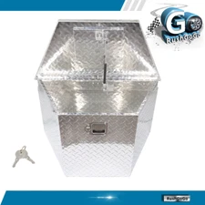 29" Wide Aluminum Silver Trailer Tongue Tool Box Diamond plate With keys