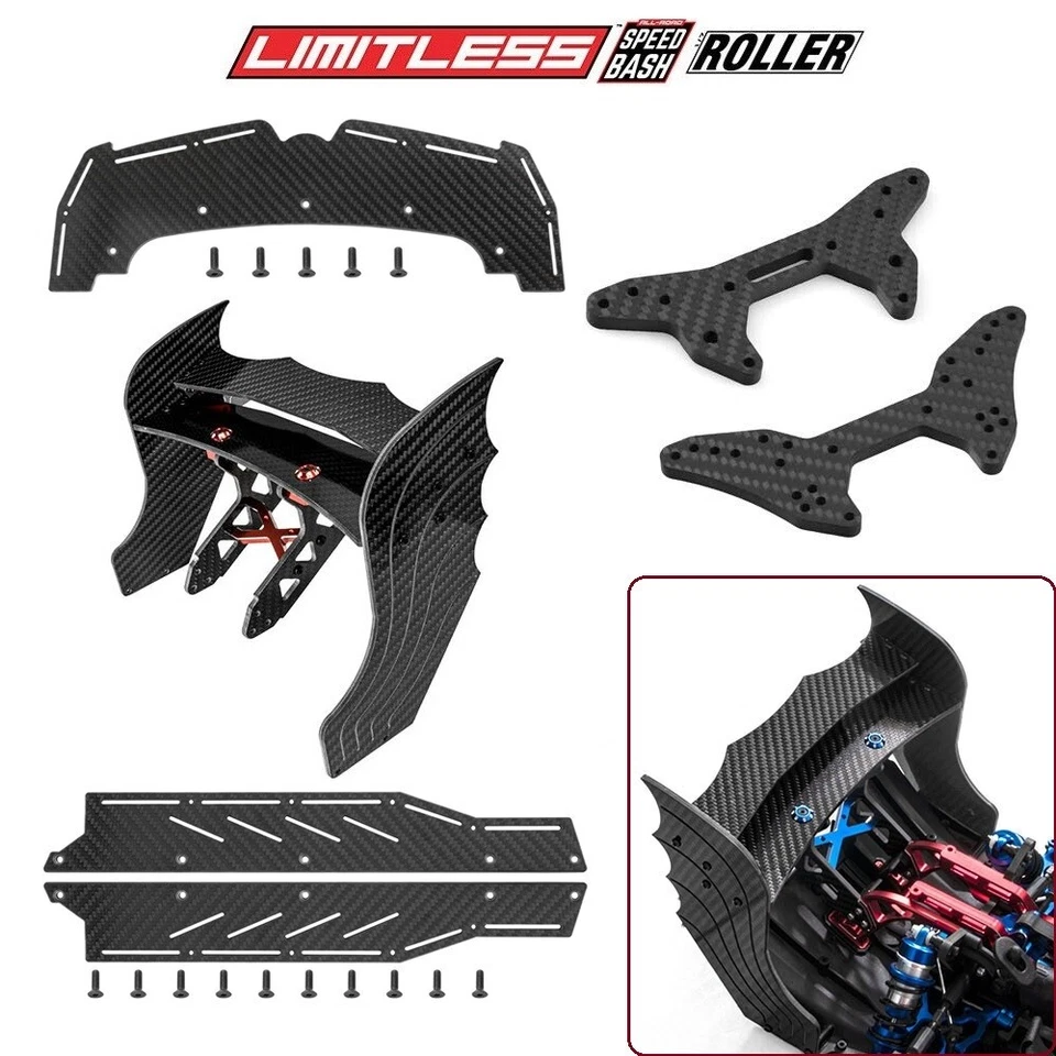 For ARRMA 1/7 LIMITLESS V2 Carbon Fiber Front Splitter Side Skirt Tail Wing Set - Image 3 of 4
