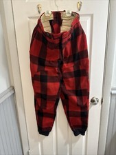 Woolrich Buffalo Plaid Wool Hunting Pants Red Black W/ Cuffs / Has Hole  B151