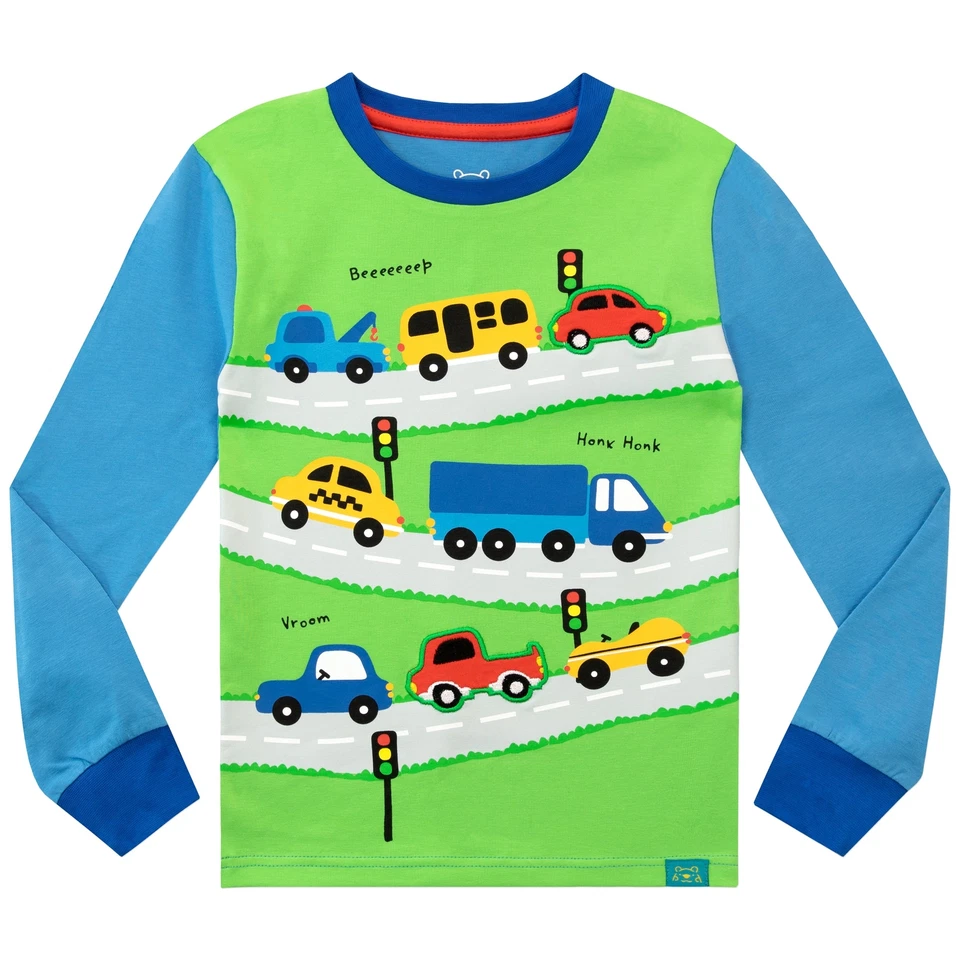 Coches Pijamas Niños Niños 18 24 Meses 2 3 4 5 6 7 8 Años PJs Ropa de noche Azul Set Foto 2 de 4
