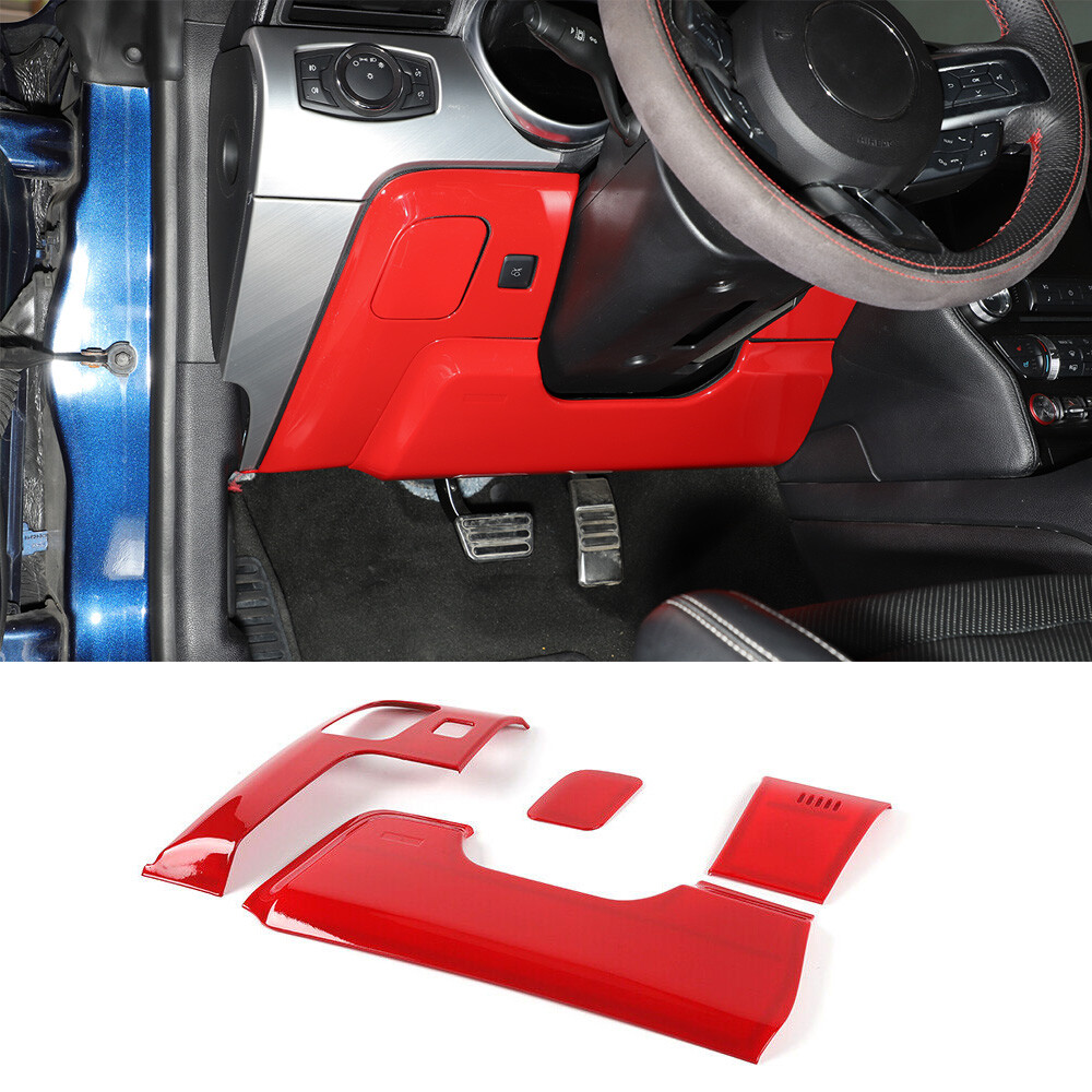 Red Steering Wheel Lower Panel Cover Trim Decor For Ford Mustang 15+ Accessories